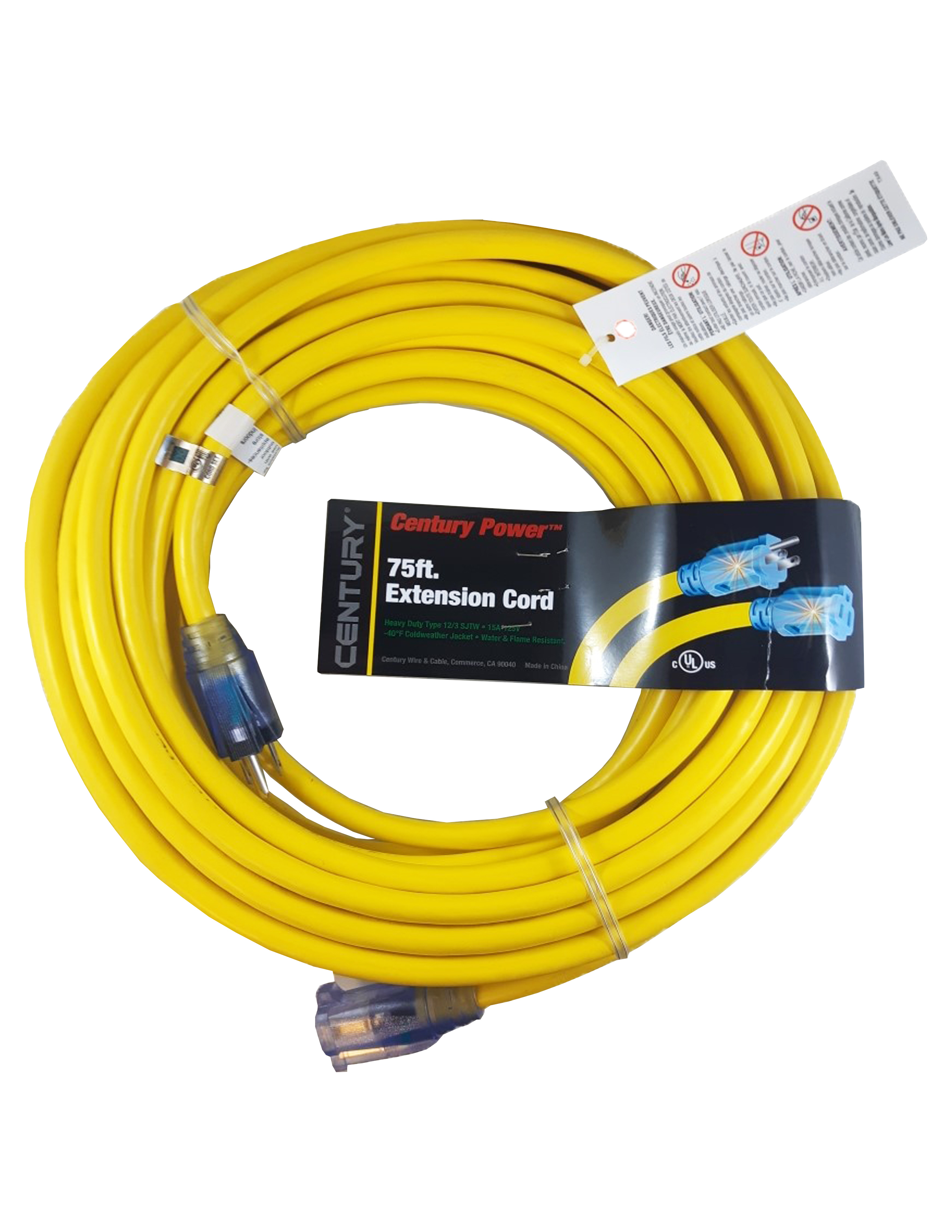 VANGUARD 50 ft. x 10/3 Gauge Triple Tap Extension Cord, Yellow