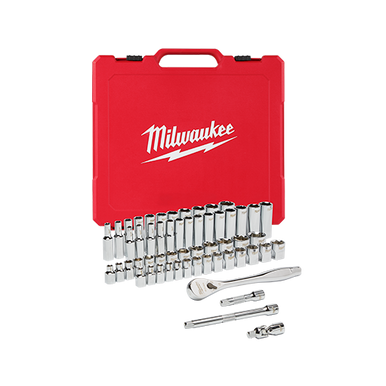 Milwaukee 3/8 in. Drive SAE/Metric Ratchet and Socket Mechanics Tool Set (56-Piece)
