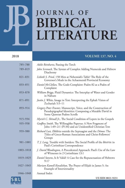 Journal Of Biblical Literature 137.4 (2018)