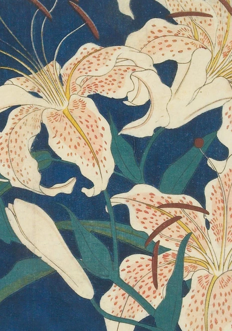 Hiroshige Spotted Lilies Dotted Paperback Journal: Blank Notebook With Pocket