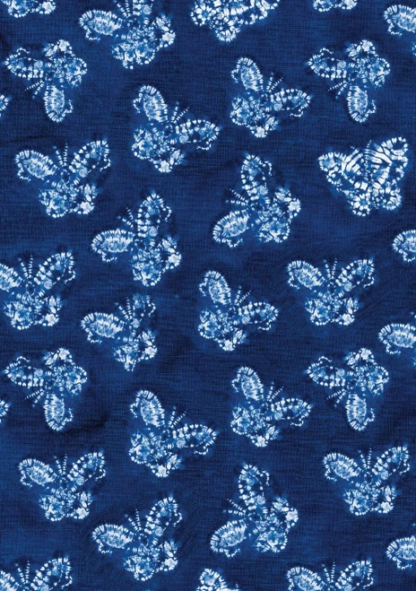 Shibori Indigo Butterflies Dotted Paperback Journal: Blank Notebook With Pocket