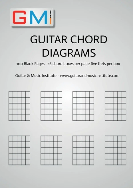 Guitar Chord Diagrams: 100 Pages - 16 Chord Boxes Per Page Five Frets Per Box: Blank Chord Box Book For Guitarists (Guitar Resources Series)