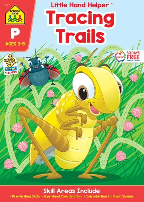 School Zone - Tracing Trails Workbook - Ages 3 to 5, Preschool to Kindergarten, Pre-Writing, Intro to Shapes, Alphabet, Numbers, and More (School Little Hand Helper� Book Series) (Little Hand Helpers)