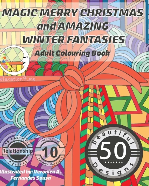Magic Merry Christmas And Amazing Winter Fantasies: Adult Colouring Book (Zen Art Therapy With One Sided Mandala Pattern - Mindfulness For Ladies And Men)