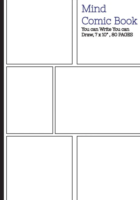 Mind Comic Book - 6 Panel ,7"X10", 80 Pages,Make Your Own Comic Books