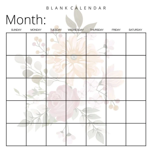Blank Calendar: Pretty Flowers, Undated Planner for Organizing, Tasks, Goals, Scheduling, DIY Calendar Book