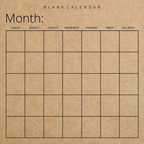 Blank Calendar: Kraft Brown Paper, Undated Planner for Organizing, Tasks, Goals, Scheduling, DIY Calendar Book