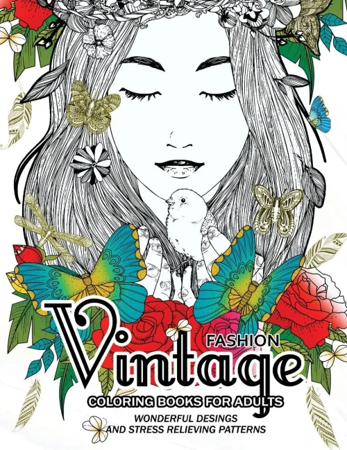 Fashion Vintage Coloring Book For Adult: Vintage Floral Dresses, And Relaxing Flower Patterns