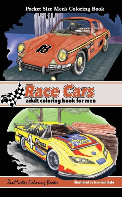Pocket Size Men'S Coloring Book: Race Cars Coloring Book For Men (Travel Size Coloring Books) (Volume 8)