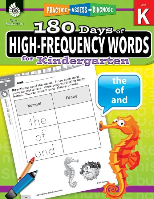 180 Days Of High-Frequency Words For Kindergarten - Learn To Read Kindergarten Workbook - Improves Sight Words Recognition And Reading Comprehension For Grade K, Ages 4 To 6 (180 Days Of Practice)