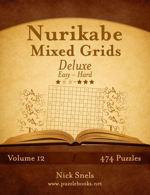 Nurikabe Mixed Grids Deluxe - Easy To Hard - Volume 12 - 474 Logic Puzzles
