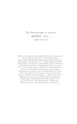 Photography At Auction Digest: Volume I