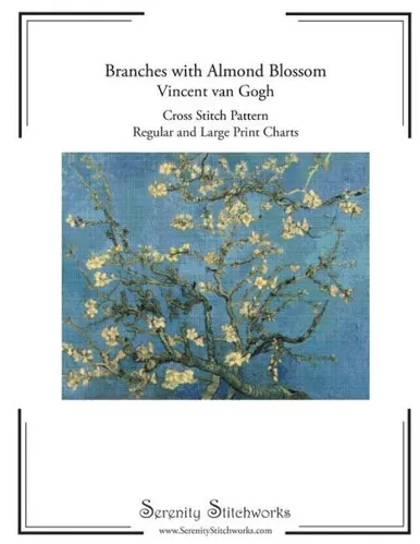 Branches with Almond Blossom Cross Stitch Pattern - Vincent van Gogh: Regular and Large Print Cross Stitch Chart