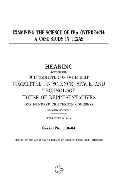 Examining the science of EPA overreach : a case study in Texas