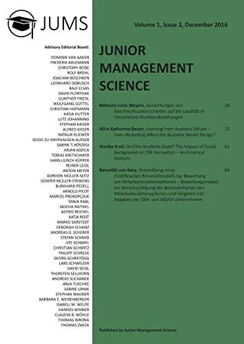 Junior Management Science, Volume 1, Issue 2, December 2016 (German Edition)