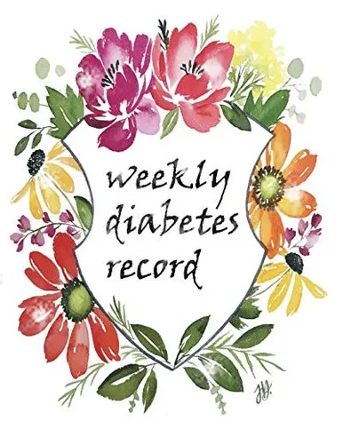 Weekly Diabetes Record: Flower Cover, Enough For 106 Weeks or 2 Years, Blood Sugar / Insulin Dose & Grams Carb Tracker, 4 Time Before-After (Breakfast, Lunch, Dinner, Bedtime)