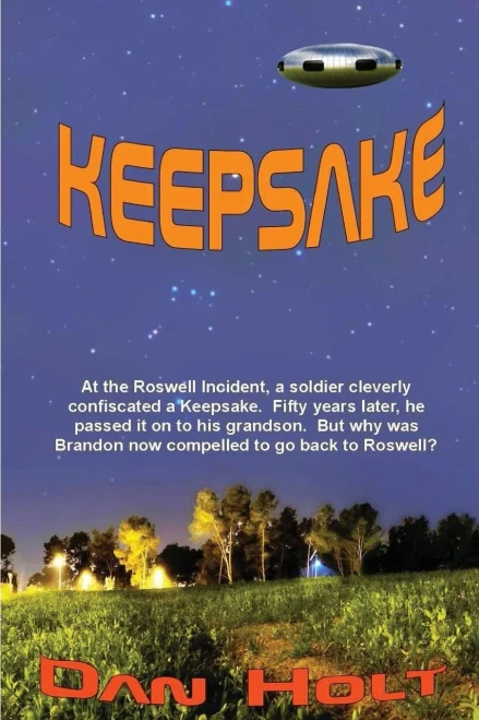 Keepsake: At the Roswell Incident, a soldier cleverly confiscated a Keepsake.  Fifty years later, he passed it on to his grandson.  But why was Brandon now compelled to go back to Roswell?