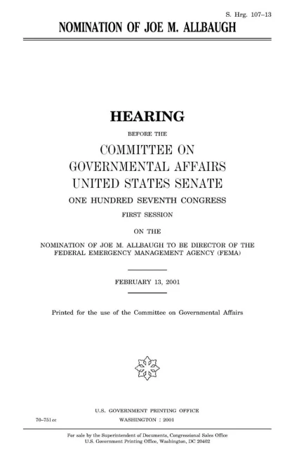 Nomination Of Joe M. Allbaugh