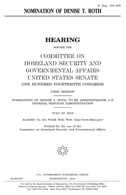 Nomination Of Denise T. Roth