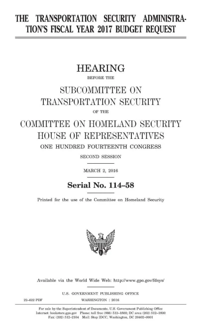 The Transportation Security Administration'S Fiscal Year 2017 Budget Request