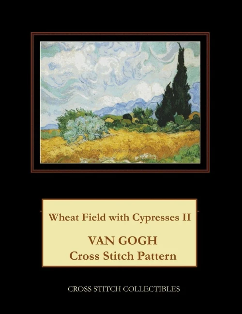 Wheat Field With Cypresses Ii : Van Gogh Cross Stitch Pattern