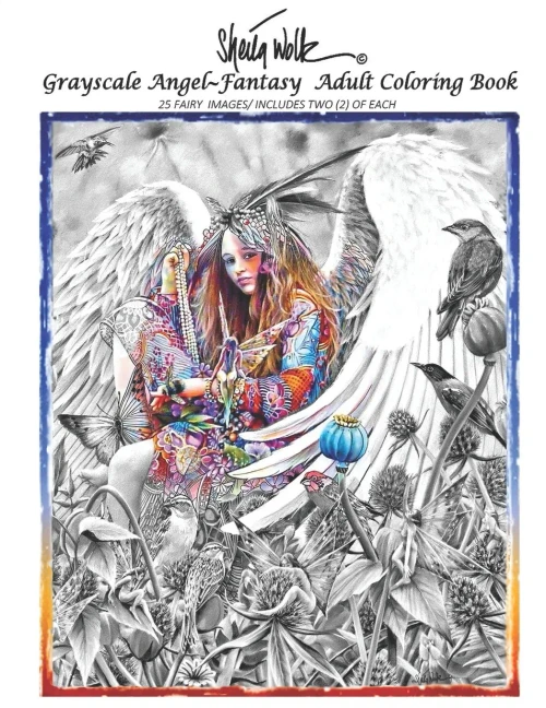 Sheila Wolk Gray Scale ANGEL~Adult Coloring Book
