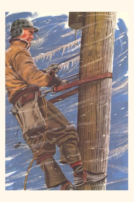 Vintage Journal Lineman With Icy Wires