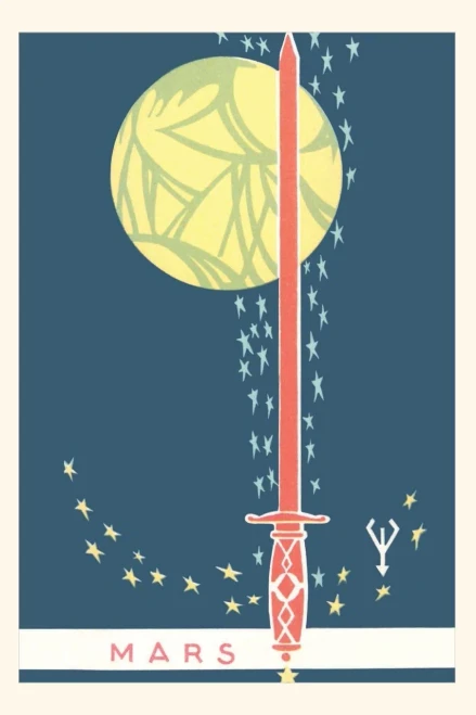 Vintage Journal Mars, Planet And Sword