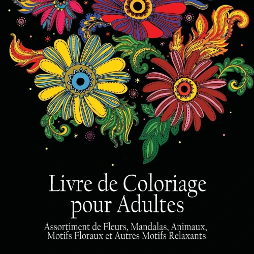 Livre De Coloriage Pour Adultes : Assortiment De Fleurs, Mandalas, Animaux, Motifs Floraux Et Autres Motifs Relaxants - Il Y A 50 Images À Colorier En Tout (French Edition)