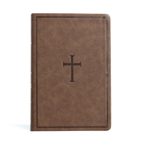 Csb Giant Print Reference Bible, Brown Leathertouch, Red Letter, Presentation Page, Cross-References, Full-Color Maps, Easy-To-Read Bible Serif Type