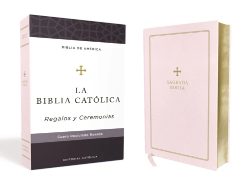 Biblia Católica, Regalos Y Ceremonias, Color Rosa, Cuero Reciclado (Biblia De America) (Spanish Edition)