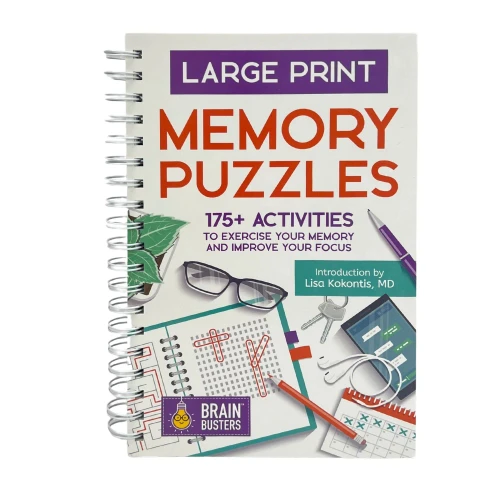 Large Print Memory Puzzles: 175+ Puzzles And Activities For Adults To Exercise Memory And Improve Focus - Includes Spiral Bound / Lay Flat Design And ... Font For Easy Reading (Brain Busters)
