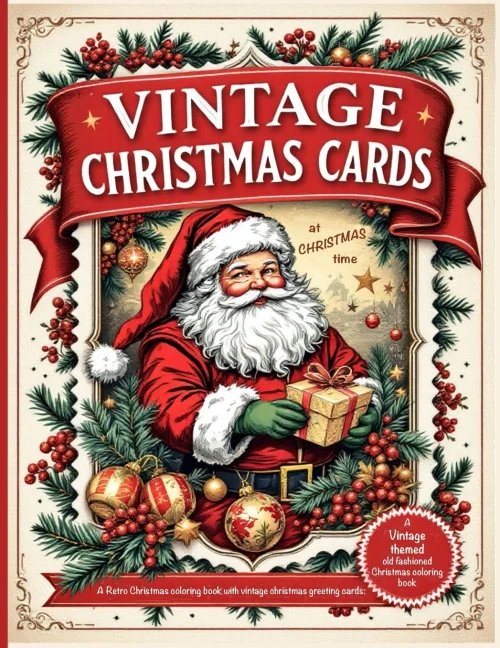 Vintage Christmas Cards At Christmas Time A Retro Christmas Coloring Book With Vintage Christmas Greeting Cards: A Vintage Themed Old Fashioned Christmas Coloring Book