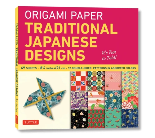 Origami Paper - Traditional Japanese Designs - Large 8 1/4": Tuttle Origami Paper: High-Quality Double Sided Origami Sheets Printed with 12 Different Patterns (Instructions for 6 Projects Included)
