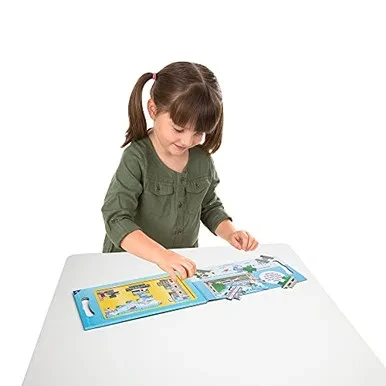 Melissa & Doug Take-Along Magnetic Jigsaw Puzzles Travel Toy – Vehicles (2 15-Piece Puzzles)