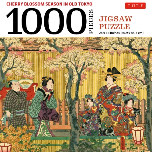 Cherry Blossom Season in Old Tokyo- 1000 Piece Jigsaw Puzzle: Woodblock Print by Utagawa Kunisada (Finished Size 24 in X 18 in)