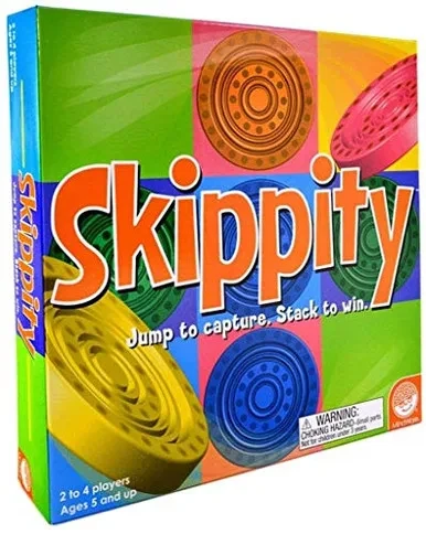 MindWare Skippity – Jump-and-Capture Board Game for 2 to 4 Players – Twist on Checkers – 100pc – Fun for Kids & Adults, Ages 5+