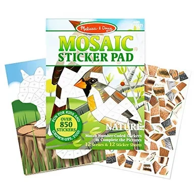Melissa & Doug Mosaic Sticker Pad Nature (12 Color Scenes to Complete with 850+ Stickers)