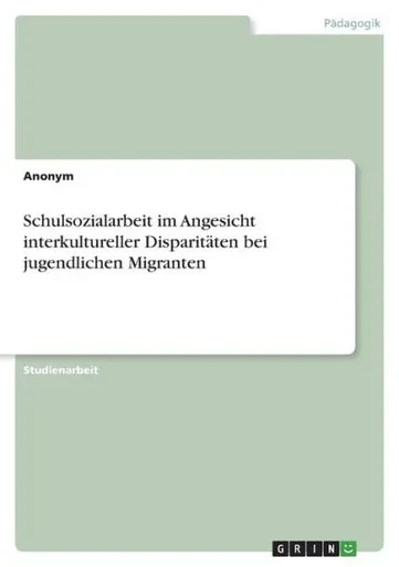 Schulsozialarbeit im Angesicht interkultureller Disparitäten bei jugendlichen Migranten (German Edition)