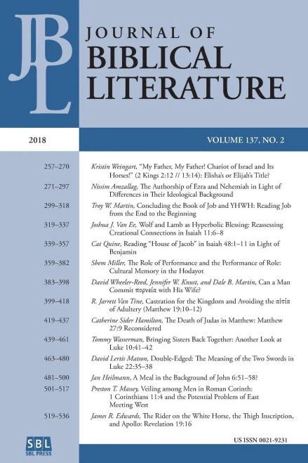 Journal Of Biblical Literature 137.2 (2018)