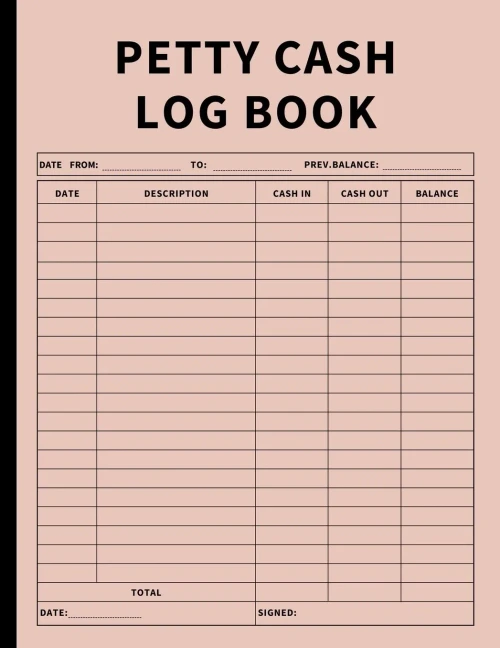 Petty Cash Log Book: Bookkeeping Ledger Book For Daily, Monthly, And Yearly Tracking Of Cash In, Cash Out, Transactions, And Finances For Small Business And Personal Use (Pinksand)
