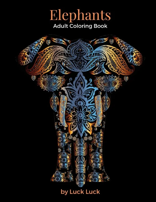 Elephants: Adult Coloring Book