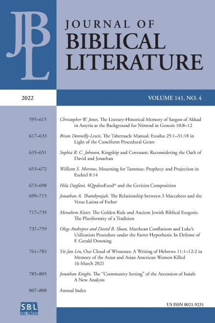 Journal Of Biblical Literature 141.4 (2022)
