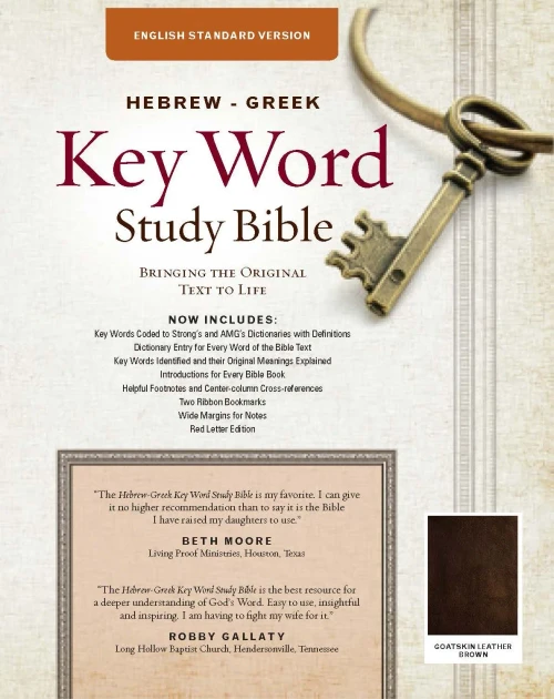 The Hebrew-Greek Key Word Study Bible: Esv Edition, Brown Genuine Goat Leather