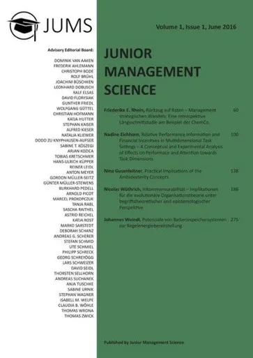 Junior Management Science, Volume 1, Issue 1, June 2016 (German Edition)