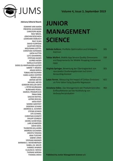 Junior Management Science, Volume 4, Issue 3, September 2019 (German Edition)