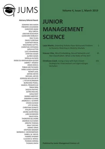 Junior Management Science, Volume 4, Issue 1, March 2019 (German Edition)