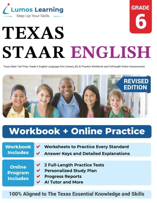 Texas State Test Prep: Grade 6 English Language Arts Literacy (Ela) Practice Workbook And Full-Length Online Assessments