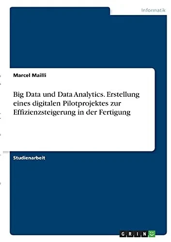 Big Data Und Data Analytics. Erstellung Eines Digitalen Pilotprojektes Zur Effizienzsteigerung In Der Fertigung (German Edition)