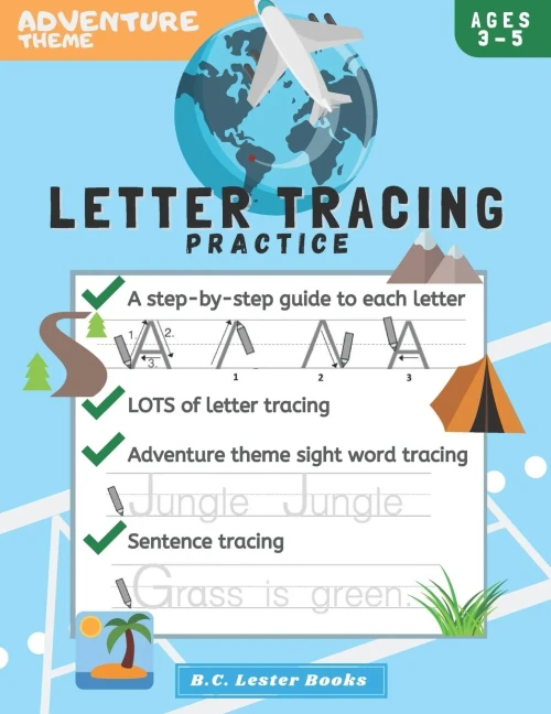 Adventure Theme Letter Tracing Practice: Handwriting Practice On Letters And Sight Words: Geography Theme Workbook For Kindergarten, Preschoolers And Kids Age 3-5. (Kids Geography Books) - 9781913668426